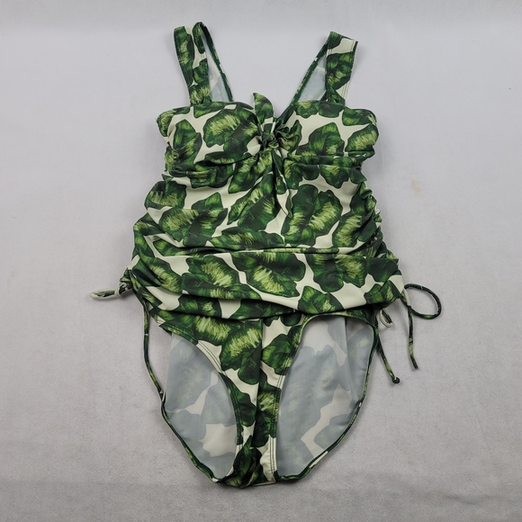Ekouaer Other - NWOT Ekouaer palm leaf ruched tie onepiece swimsui